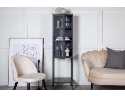 Armoire vitrée avec étagère en acier Misha (Gris)