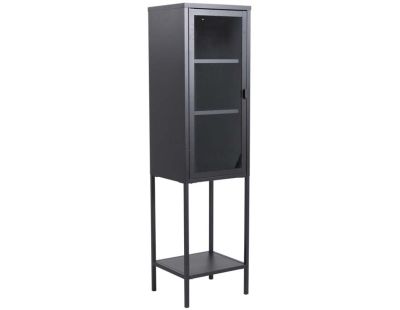 Armoire vitrée avec étagère en acier Misha (Noir)