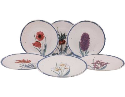 Assiette en céramique Vintage flower 25 cm (Lot de 6)