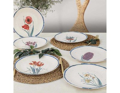 Assiette en céramique Vintage flower 25 cm (Lot de 6)