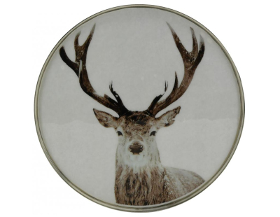 Assiette cerf en aluminium et résine