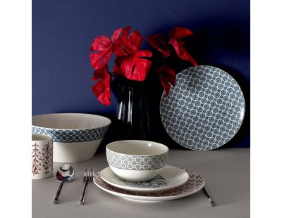 Assiette en porcelaine Cottage 20 cm (Lot de 6) (Blanc et bleu)