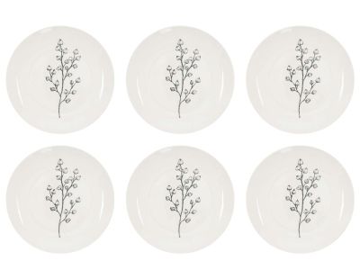 Assiette en porcelaine Cottage 20 cm (Lot de 6) (Blanc et gris)