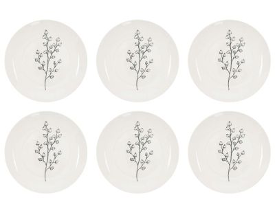 Assiette en porcelaine Cottage 20 cm (Lot de 6) (Blanc et gris)