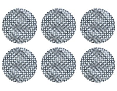 Assiette en porcelaine imprimée Cottage 25 cm (Lot de 6) (Blanc et bleu)