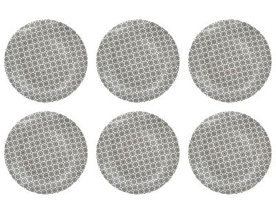 Assiette en porcelaine imprimée Cottage 25 cm (Lot de 6) (Blanc et gris)