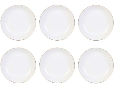 Assiette en porcelaine avec liseré doré (Lot de 6) (Assiettes creuses - 21 cm)