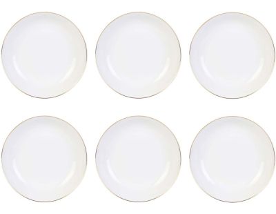 Assiettes blanches, avec bordure dorée 18,5 cm