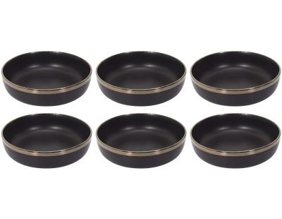 Assiettes céramique noir et doré Moscou (Lot de 6) (Assiettes creuses - 18 cm)
