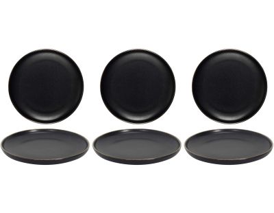 Assiettes céramique noir et doré Moscou (Lot de 6) (Assiettes plates - 20 cm)