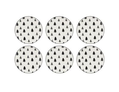 Vaisselle sapin en porcelaine noires et blanches (lot de 6) (Assiette Ø19)