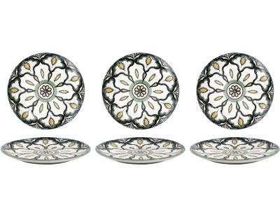 Assiettes en porcelaine décorée Mandala (Lot de 6) (Assiettes plates - 19 cm)