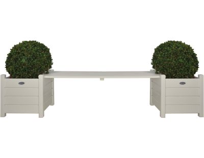 Bacs à fleurs avec banc intégré en pin (Blanc)