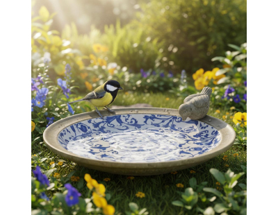 Bain d'oiseau en céramique patiné