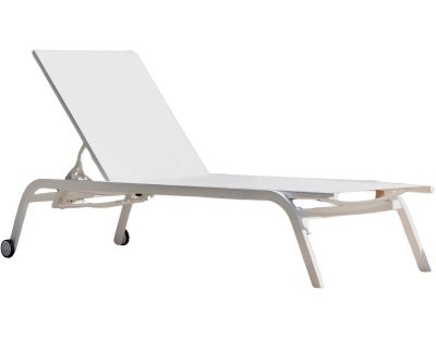 Bain de soleil en aluminium avec roulettes Marbella (Blanc)