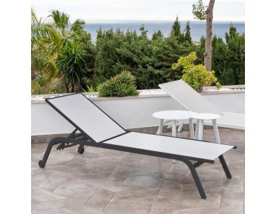 Bain de soleil en aluminium avec roulettes Marbella (Anthracite et gris)