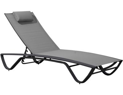 Bain de soleil multi-positions en aluminium et textilène Figari (Gris)