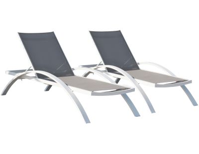 Bains de soleil en aluminium Barcelona (Lot de 2) (Blanc)