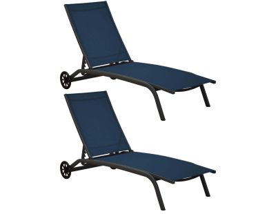 Bains de soleil en aluminium Celio (Lot de 2) (Gris et bleu)