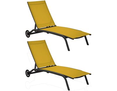Bains de soleil en aluminium Celio (Lot de 2) (Gris et moutarde)