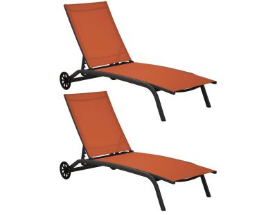 Bains de soleil en aluminium Celio (Lot de 2) (Gris et paprika)