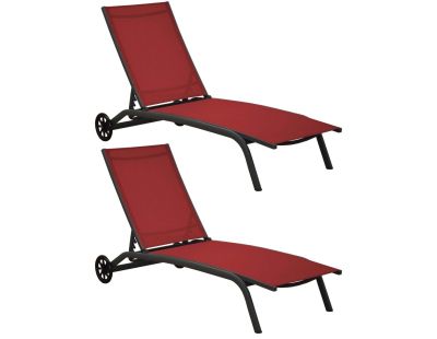 Bains de soleil en aluminium Celio (Lot de 2) (Gris et rouge)