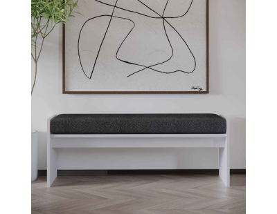 Banc en aggloméré avec coussin Pearl (Blanc)