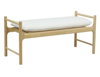 Banc en bois avec coussin en coton blanc