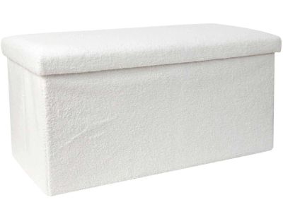 Banc coffre pliable en bouclette blanc