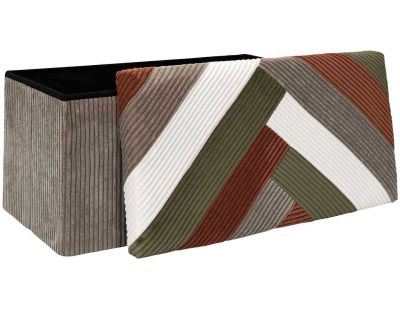 Banc coffre pliable patchwork côtelé Scott