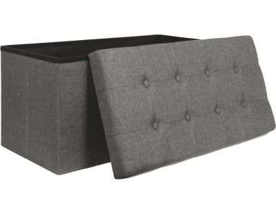 Banc coffre pliable en tissu couvercle capitonné Lisa (Gris)