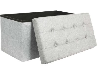 Banc coffre pliable en tissu couvercle capitonné Lisa (Gris clair)