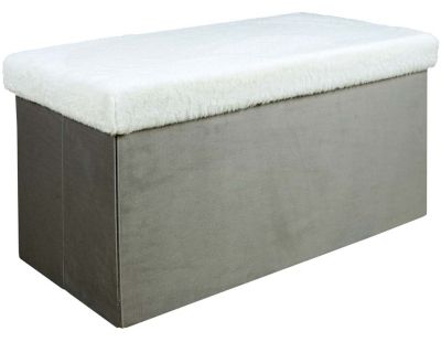 Banc coffre de rangement en tissu gris anthracite 1 mètre