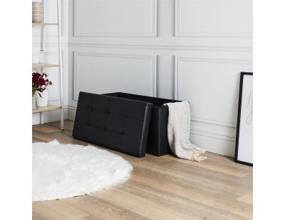 Banc coffre de rangement en polyuréthane Zoé (Noir)