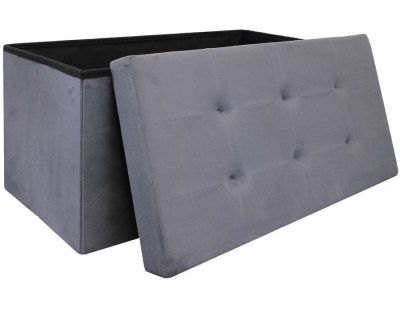 Banc coffre de rangement en suédine Lina (Gris anthracite)