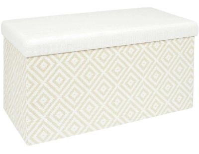 Banc coffre de rangement tressage Mirage (Blanc)