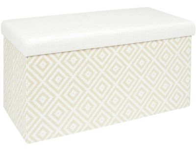 Banc coffre de rangement tressage Mirage (Blanc)