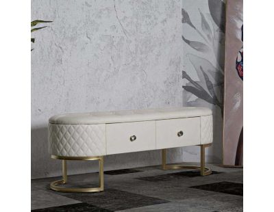 Banc effet matelassé avec 2 tiroirs Sharon 120 x 40 x 43 cm