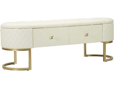 Banc effet matelassé avec 2 tiroirs Sharon 120 x 40 x 43 cm