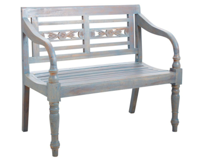 Banc 2 places en acajou (Bleu antique)