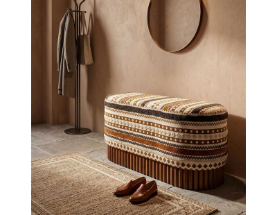 Banc ovale en tissu Etnic 82 x 40 x 40 cm