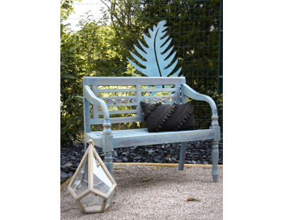 Banc 2 places en acajou (Bleu antique)