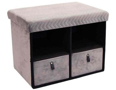 Banc pliable en velours avec tiroirs et rangements