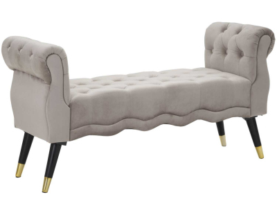 Banc en tissu Paris 120 x 40 x 60 cm (Gris - Noir et Doré)