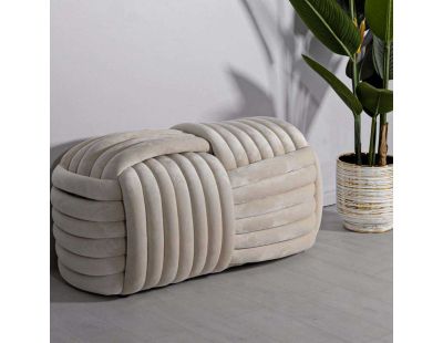 Banc en tissu Softy 90 x 45 x 45 cm (Crème)