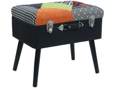 Banc valise sur pieds en tissu patchwork