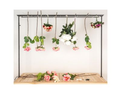 Barre étagère pour décoration de table en métal noir