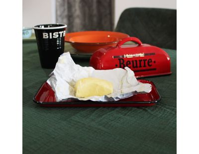 Beurrier en métal émaillé Brasserie bistrot (Rouge)