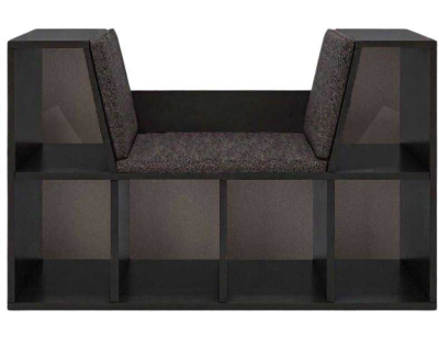 Bibliothèque avec banc en aggloméré Livora (Anthracite)