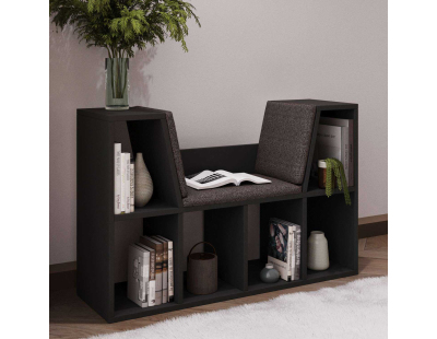 Bibliothèque avec banc en aggloméré Livora (Anthracite)